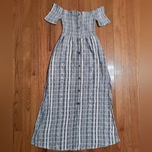 Altar'd State Striped Off The Shoulder Cotton Dress, Midi, Women's M(Runs Small)